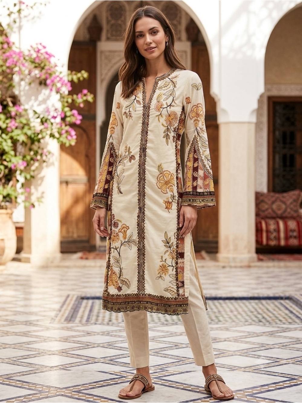 ETHNC EMBROIDERED KURTA TUNIC size XS